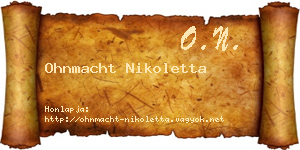 Ohnmacht Nikoletta névjegykártya